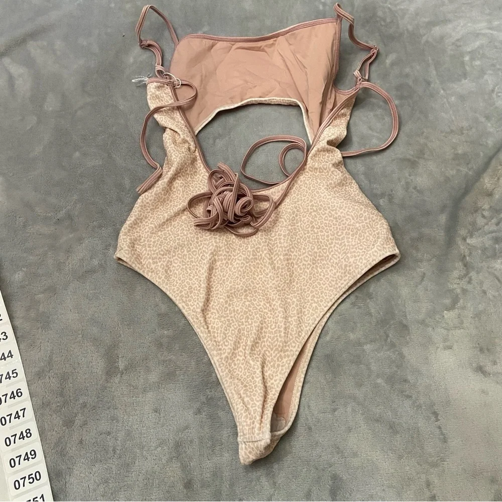 New! Frankie’s bikinis Alice Terry Wrap One Piece leopard Swimsuit 10741